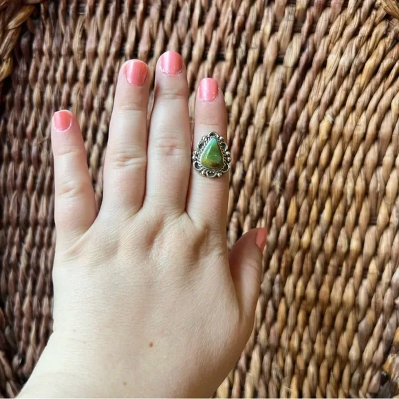 Sterling Silver Kingman Turquoise Ring Size 7 Southwestern - Picture 7 of 13